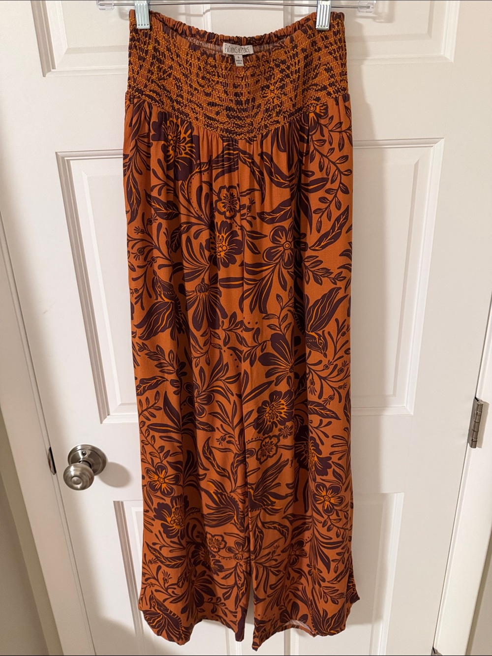 Patrons of Peace Boho Wide Leg Botanical Print  Palazzo Pants Boho Earthy Small